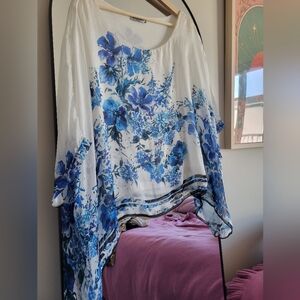 Elena Baldi Silk Flowy Floral Top 1X Plus Vintage